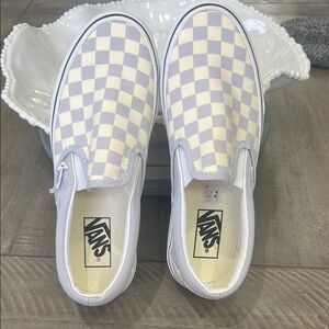 Vans Cream and pastel purple/very light purple Slip-On Sneakers